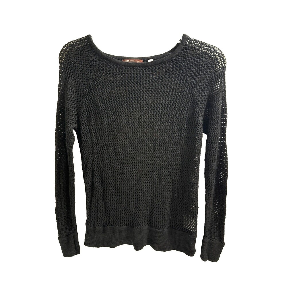 525 America Mesh Sweater Top Black Coverup Women's S Stretchy Long Sleeve